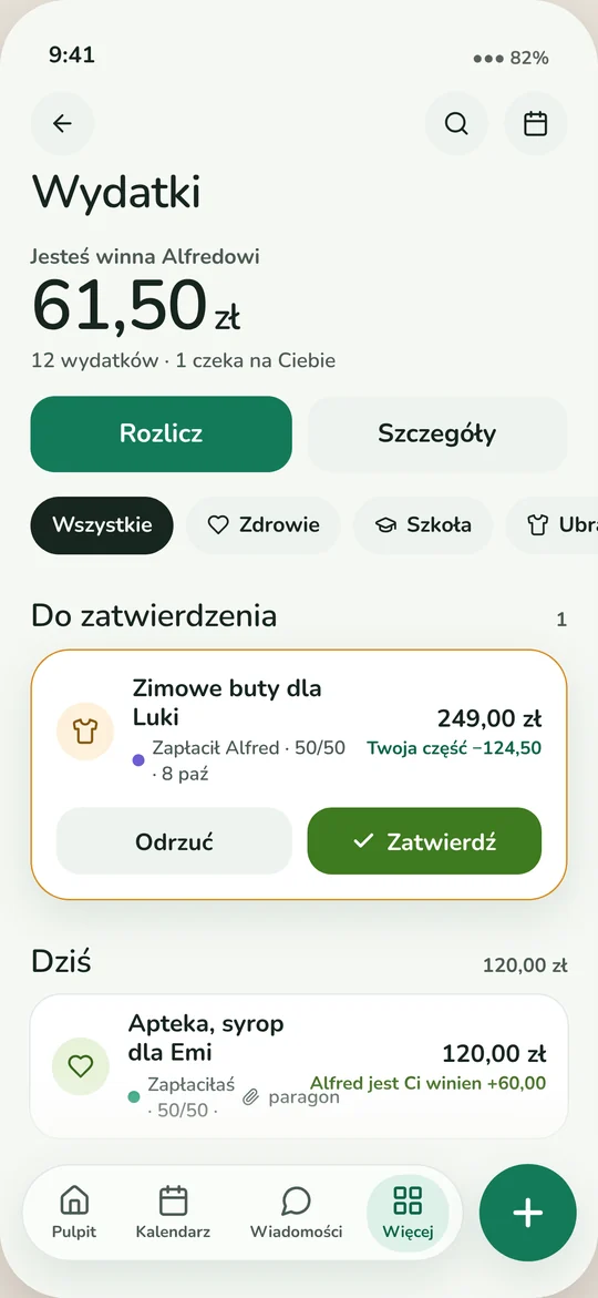 Wydatki — Jedno saldo, zatwierdzane przez oboje