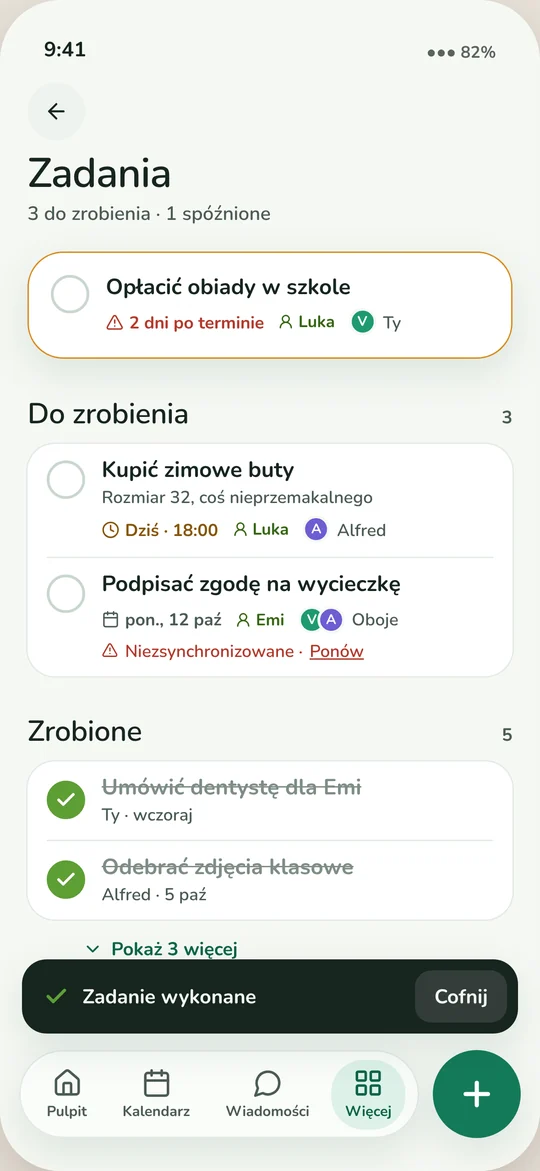 Zadania — Kto co robi i na kiedy